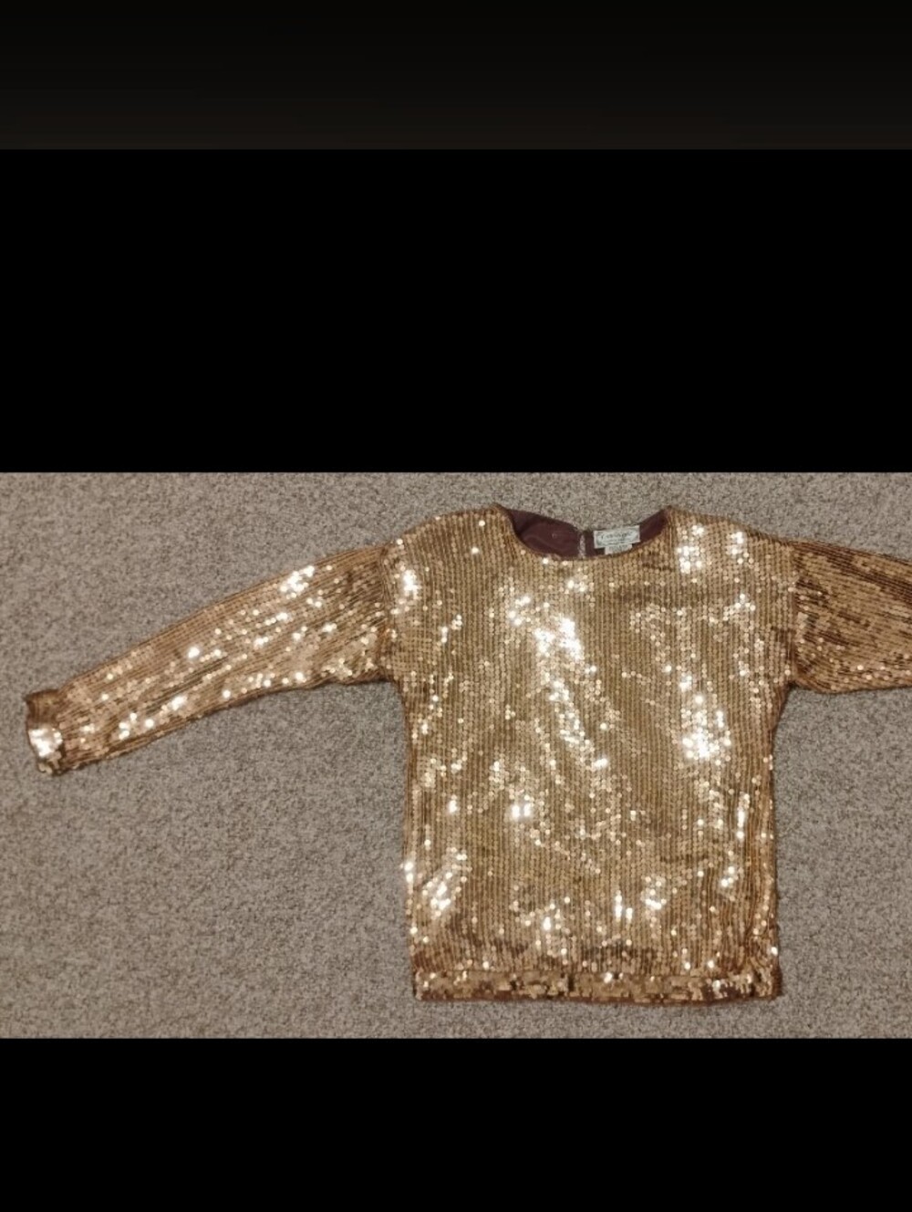 Vintage 80s Glam Gold Sequin Long-Sleeve Silk Blouse Candlelight By Jainson's